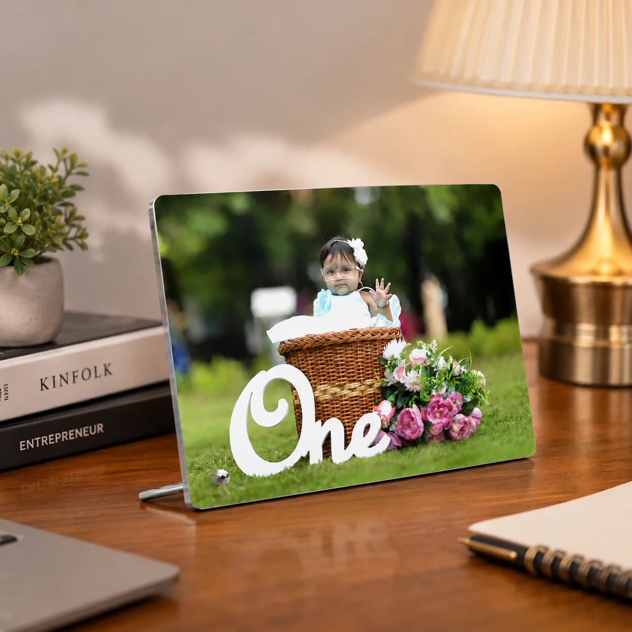 Acrylic Photo Stand With Meatl Stand Size 6x8 inch  view 4