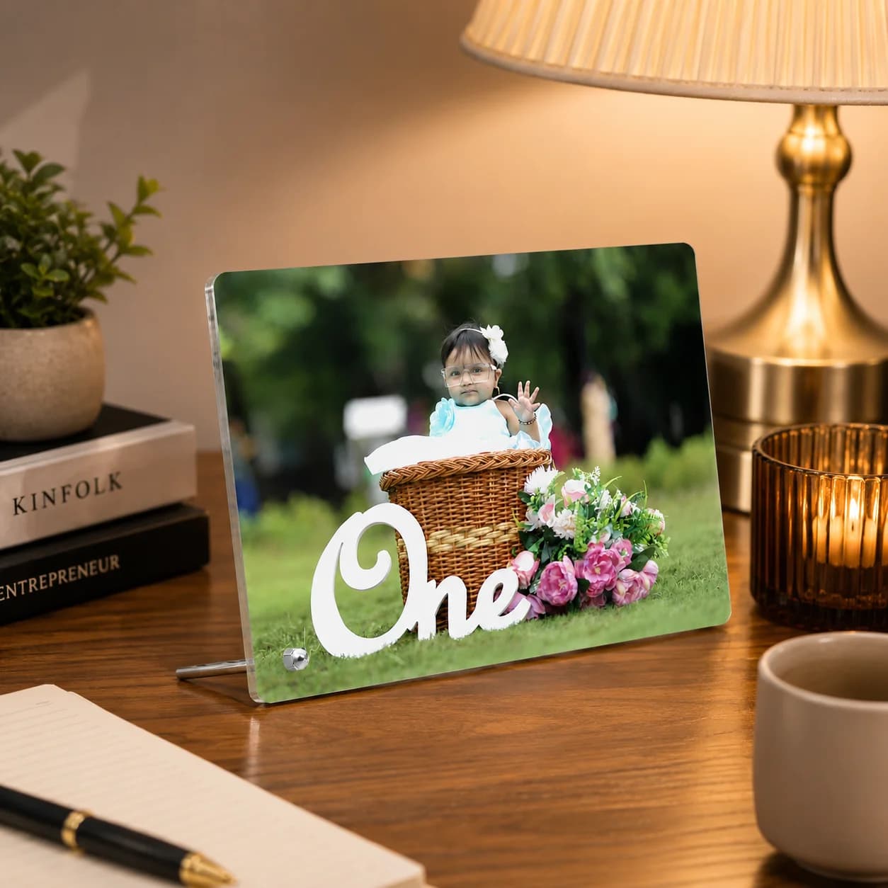 Acrylic Photo Stand With Meatl Stand Size 6x8 inch  view 6