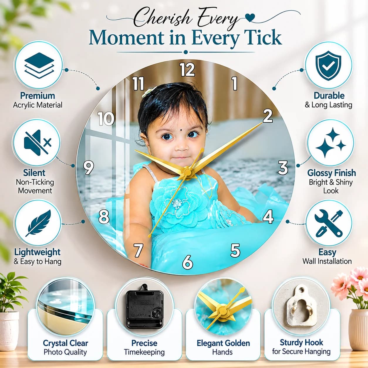 Personlized Acrylic Wall Clock  view 4