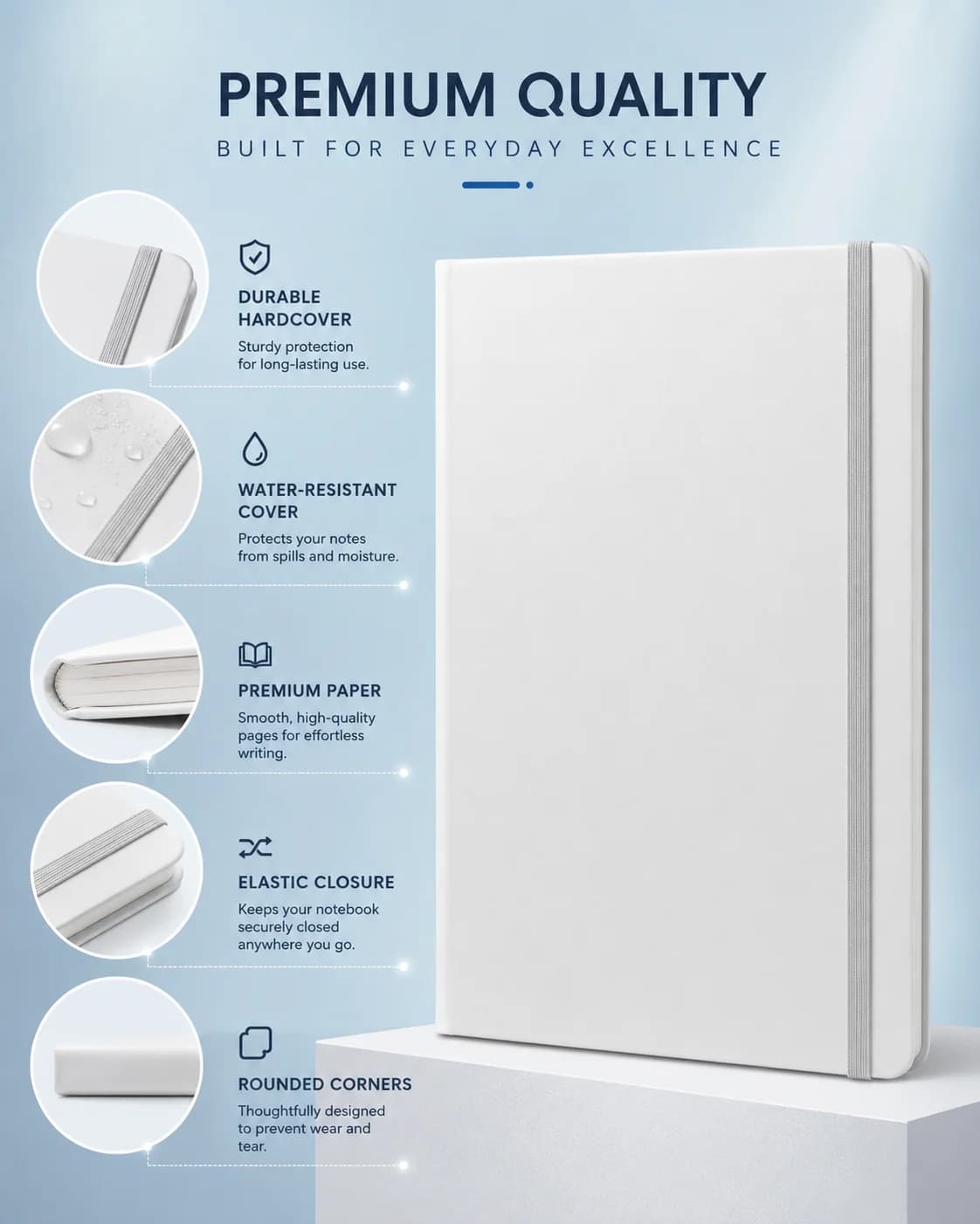 Premium Hardcover White Diary – Elegant, Durable & Functional view 2