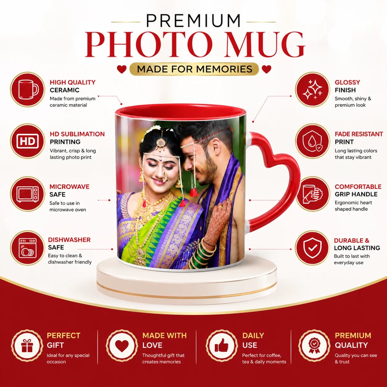 Personalized Photo Mug Heart Handle view 4