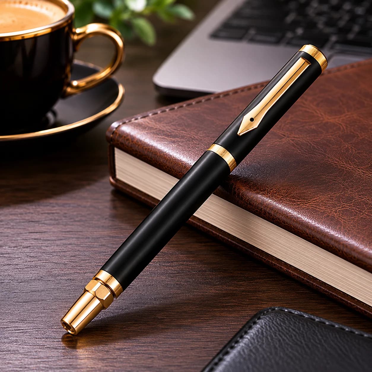 Premium Black & Gold Metal Roller Ball Pen P51301  view 2