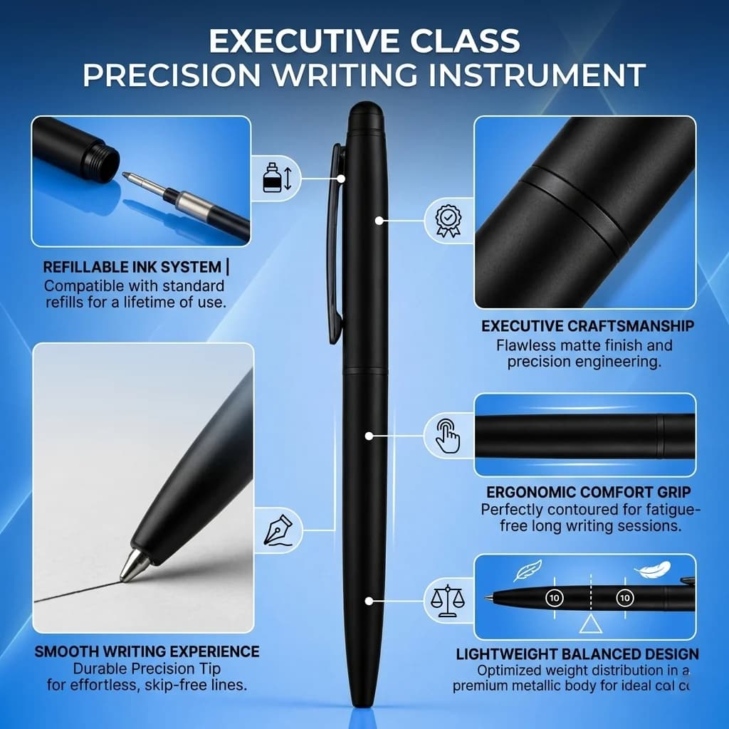 Premium Luxury Ball Pen – Sleek Matte Black Finish view 4
