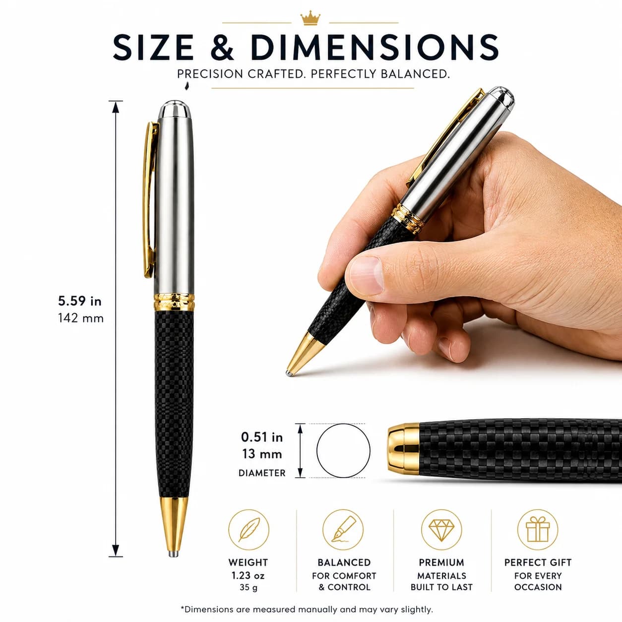 Luxury Metal Ball Pen with Carbon Fiber Finish P4701 view 2