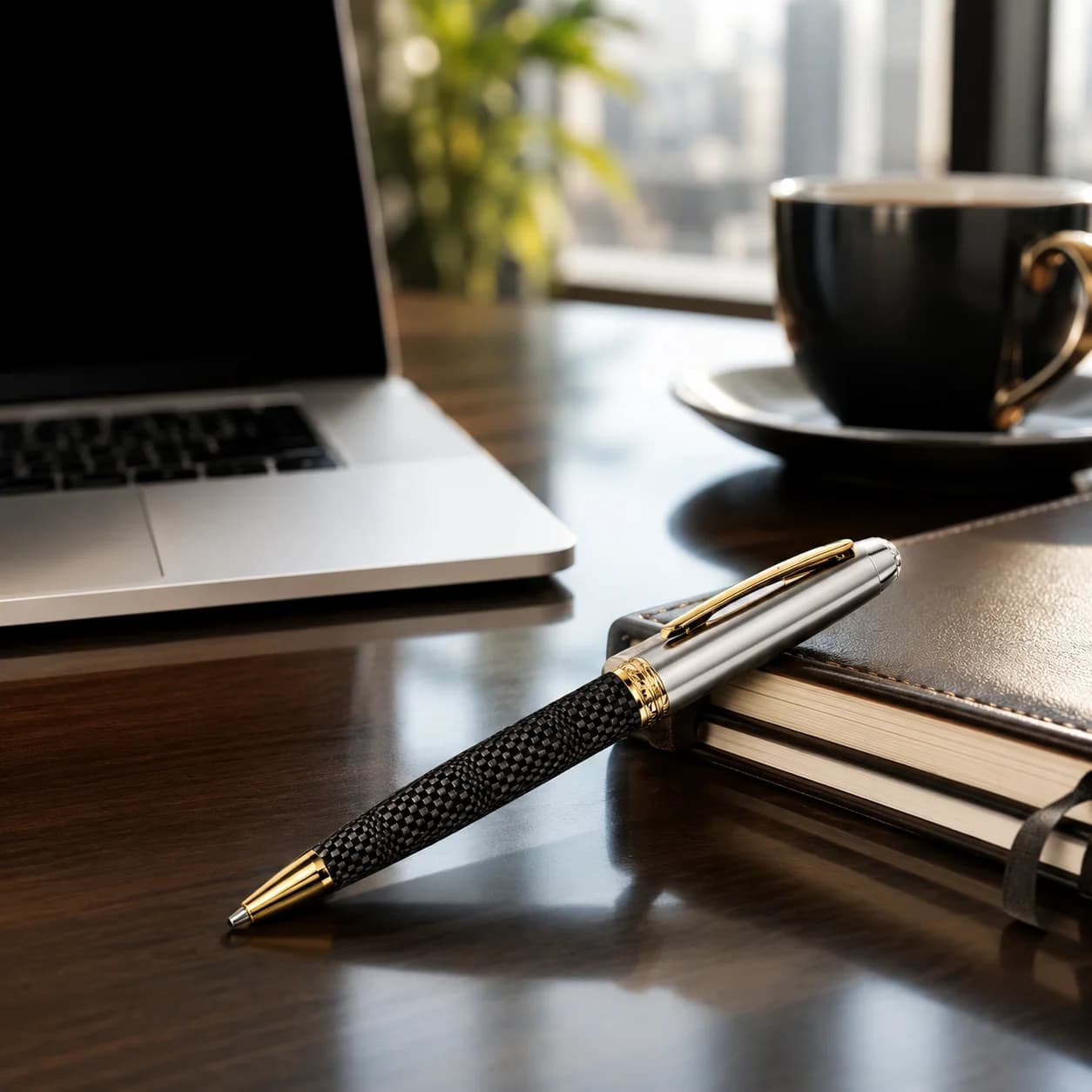 Luxury Metal Ball Pen with Carbon Fiber Finish P4701 view 5