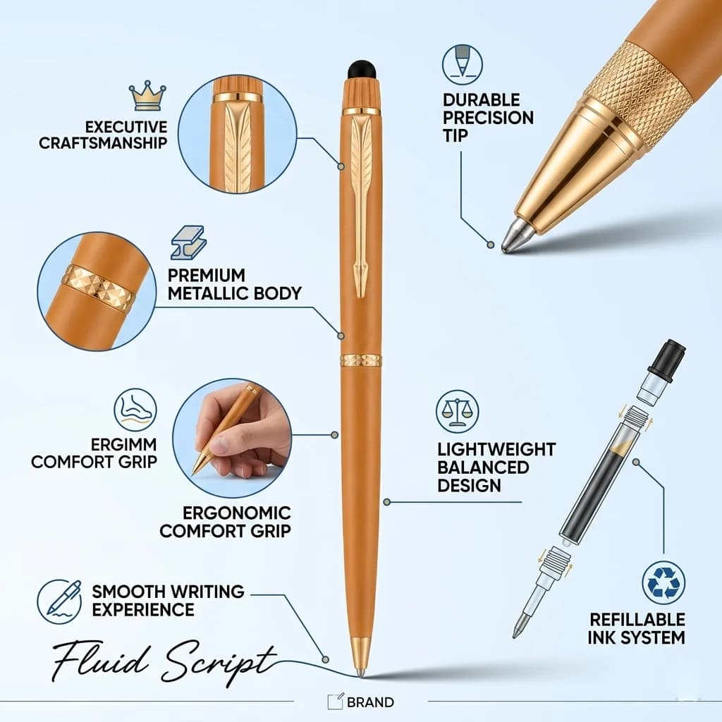 Premium Luxury Ball Pen With Gold Accents view 3