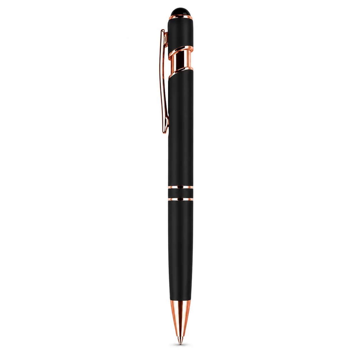 Premium Matte Black Executive Ball Pen with Rose Gold Accents view 1