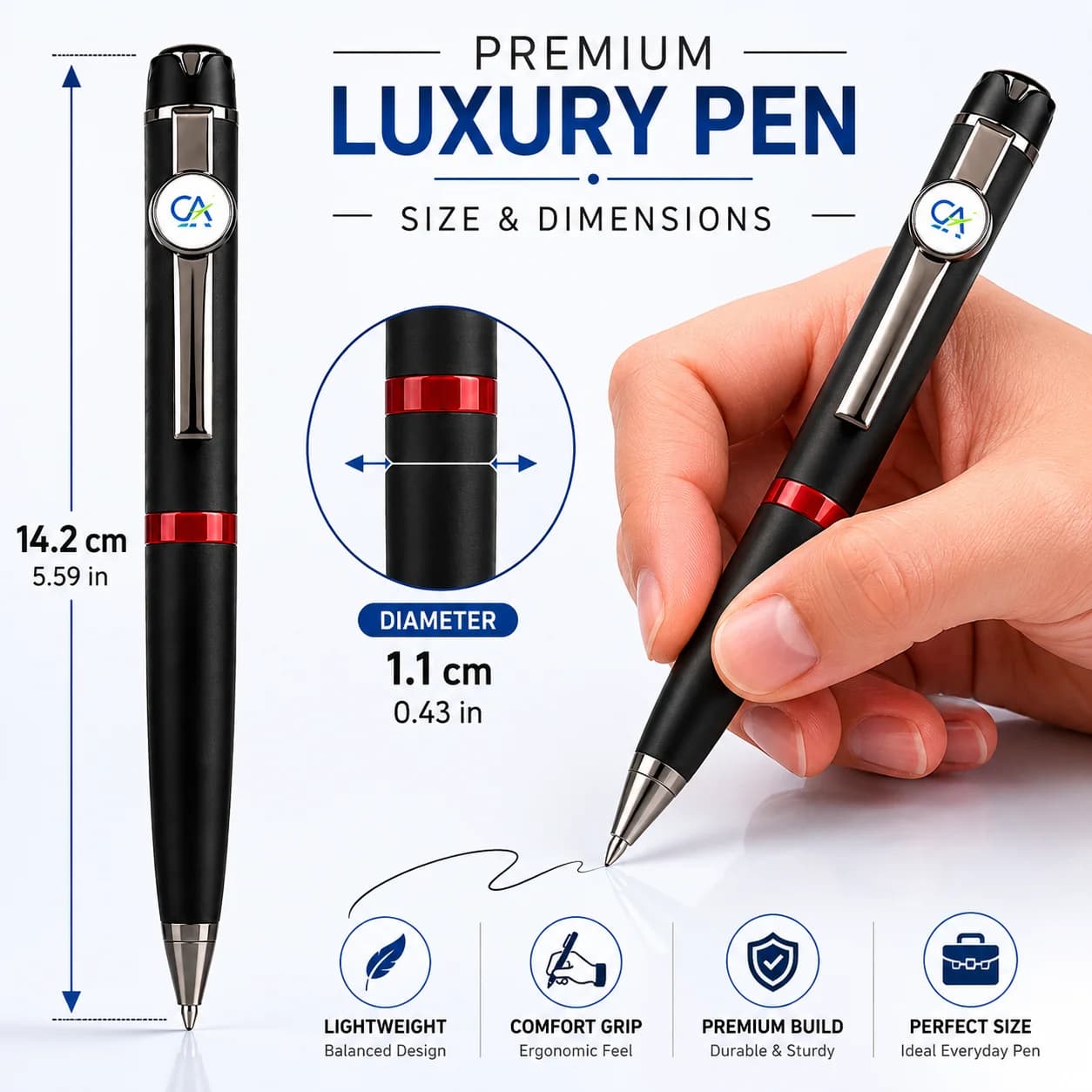 Premium Executive CA Ball Pen With Logo Accent view 2