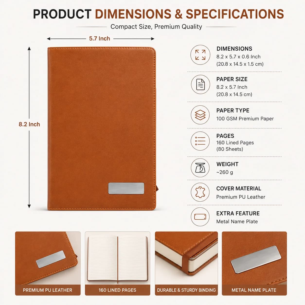 Premium Brown Textured Diary–Elegant & Professional Notebook for Everyday Use view 3
