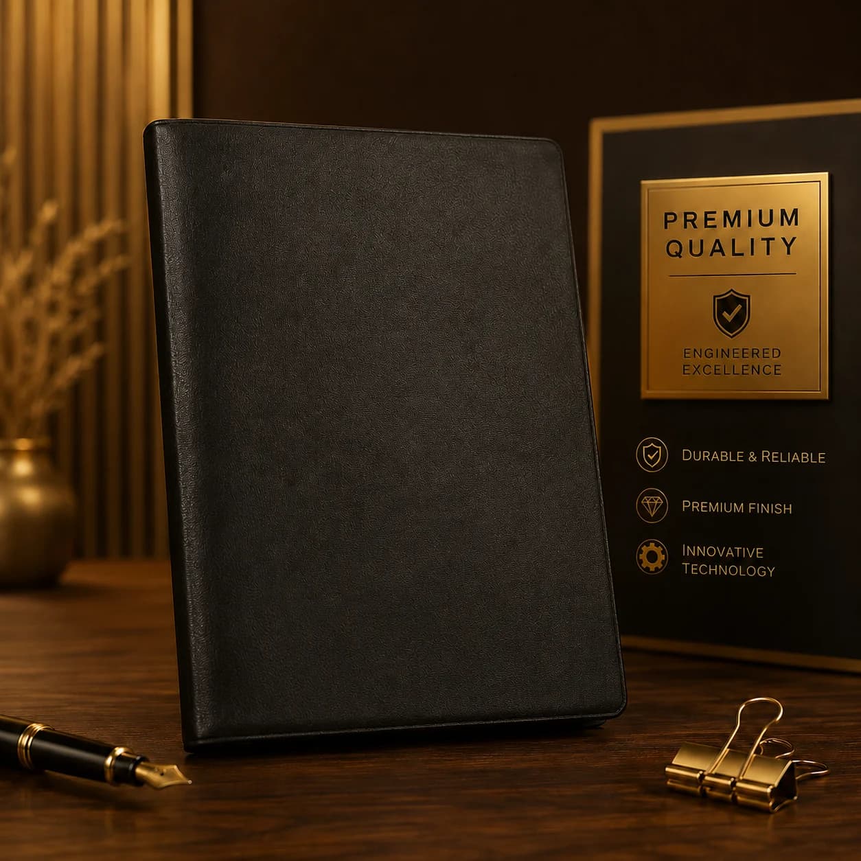 Classic Black Hardcover Diary Journal view 3