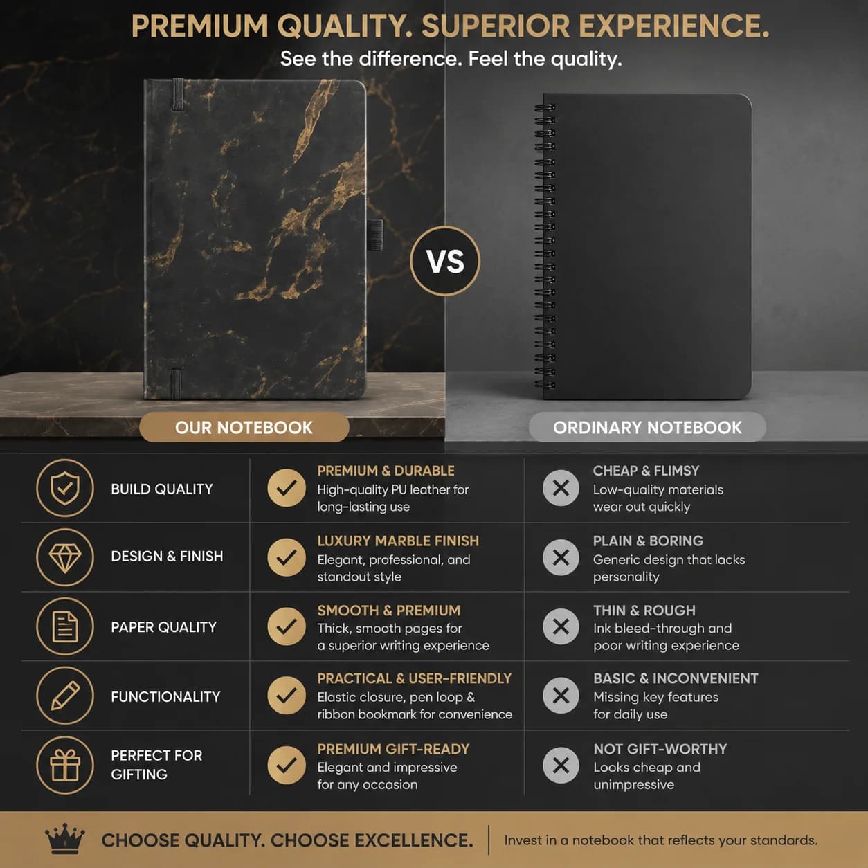 Premium Marble Hardcover Diary – Stylish, Functional & Elegant view 4