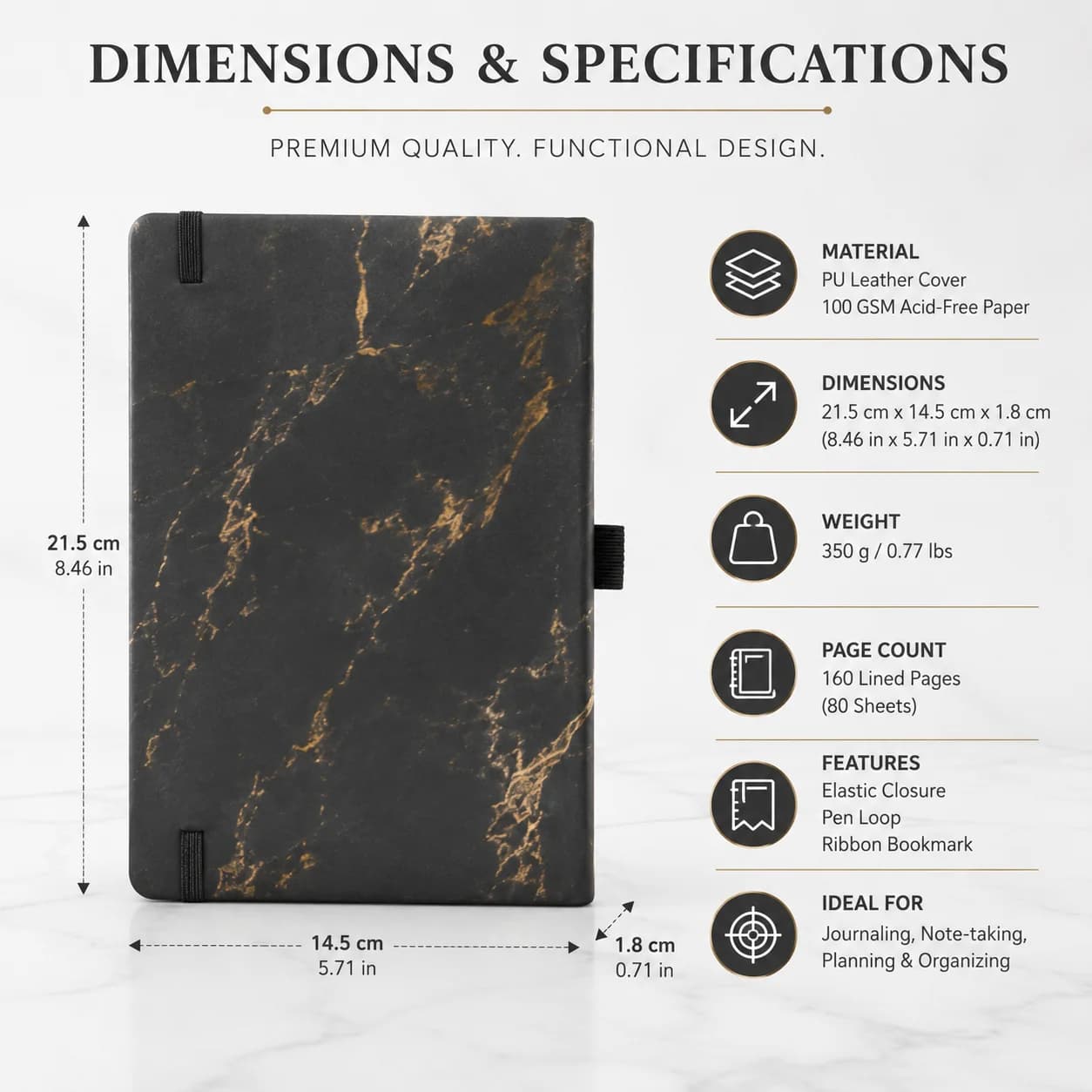Premium Marble Hardcover Diary – Stylish, Functional & Elegant view 5