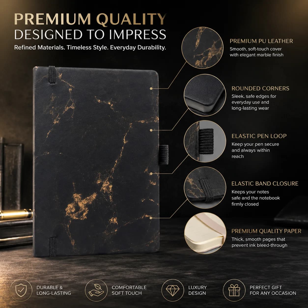 Premium Marble Hardcover Diary – Stylish, Functional & Elegant view 6