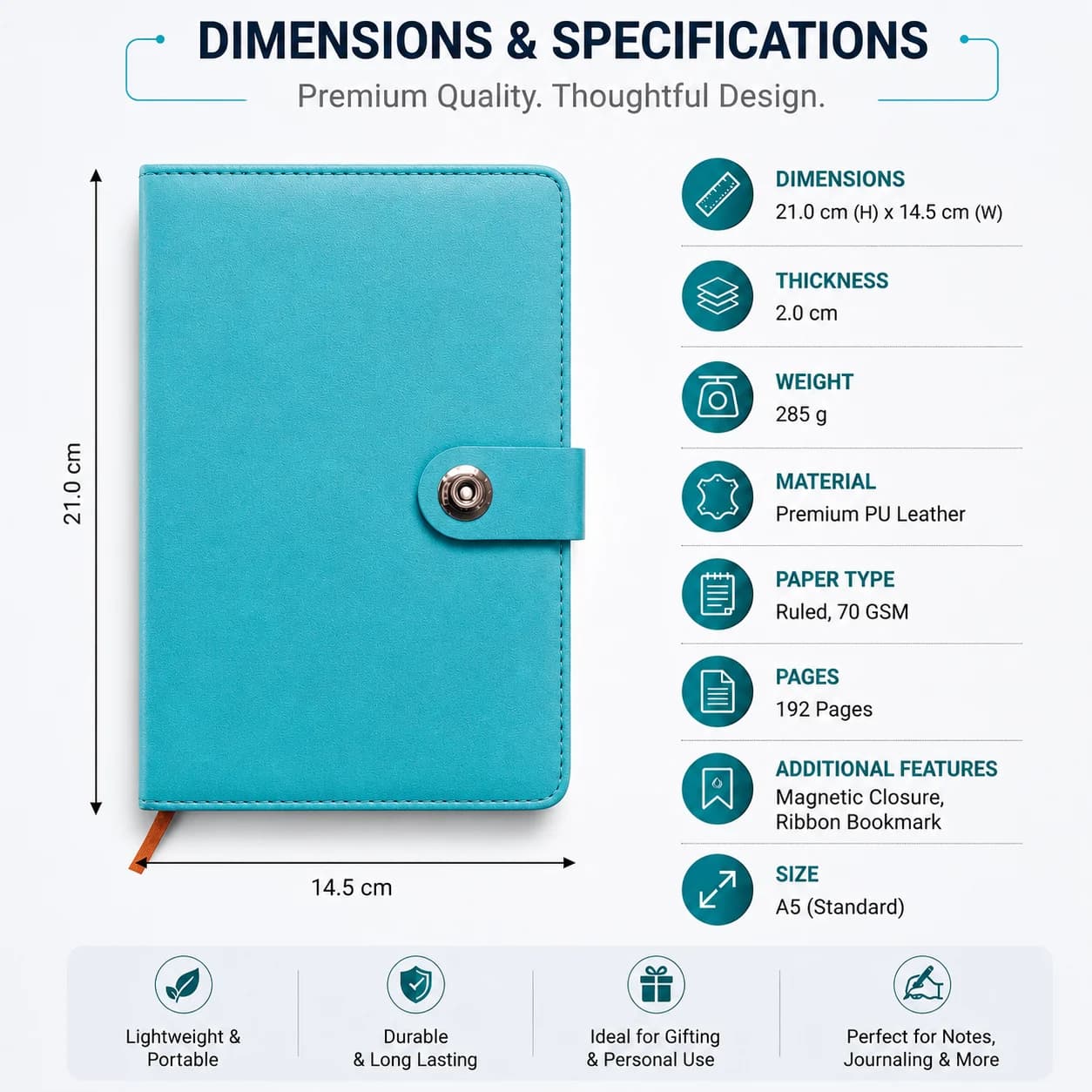 Premium PU Leather Notebook with Magnetic Closure view 3
