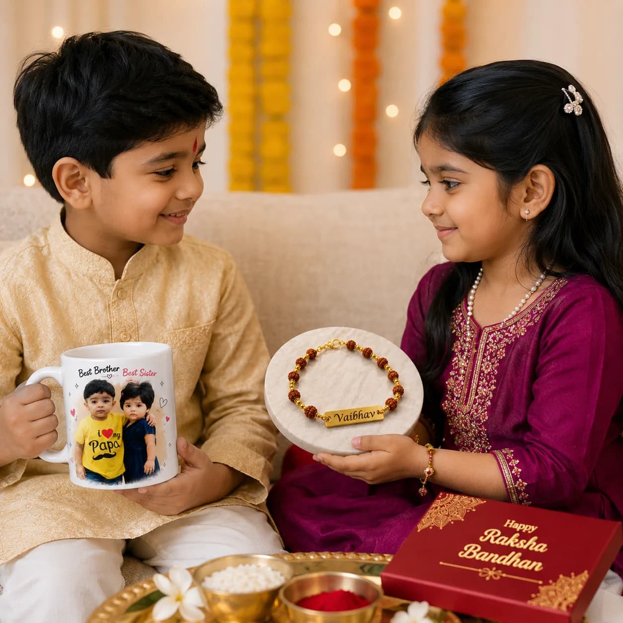 Personalized Rakhi Gift Set for Brother & Sister view 2