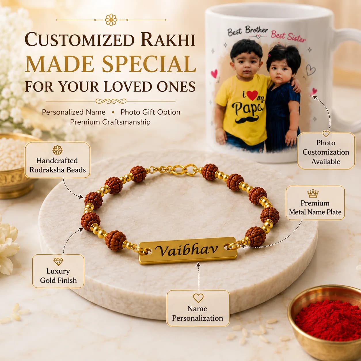 Personalized Rakhi Gift Set for Brother & Sister view 4
