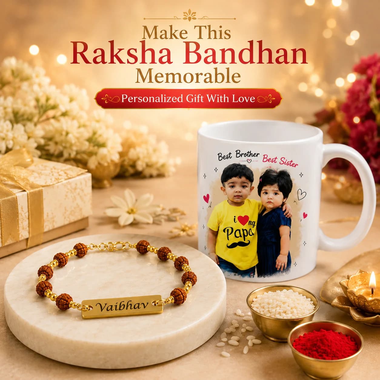 Personalized Rakhi Gift Set for Brother & Sister view 5