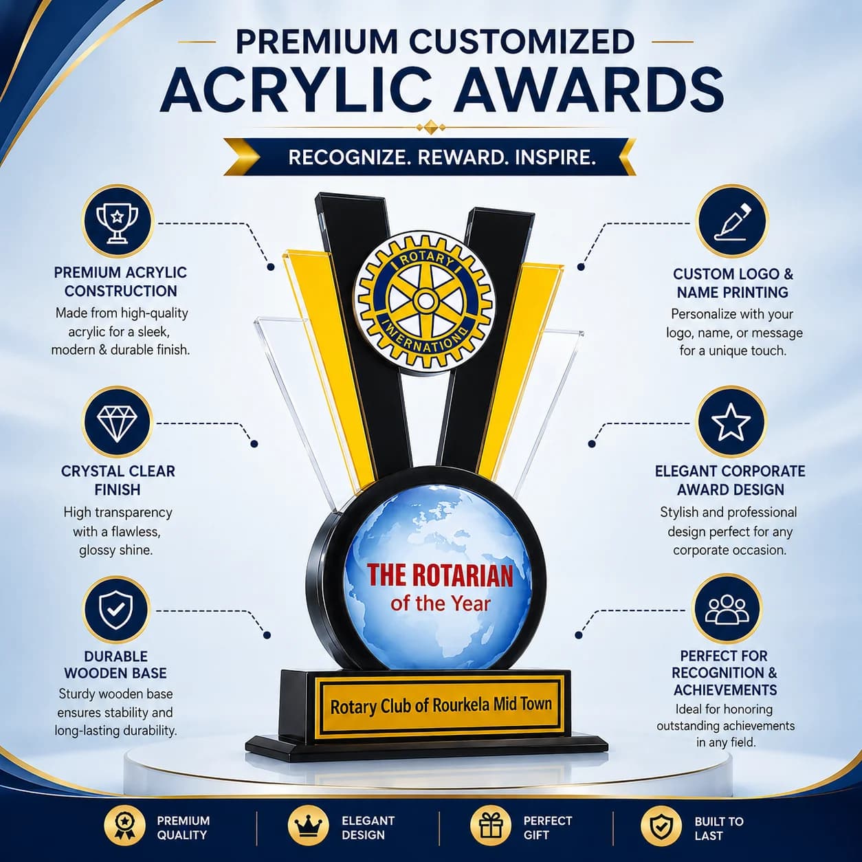 Premium Customized Acrylic Trophy Award view 3