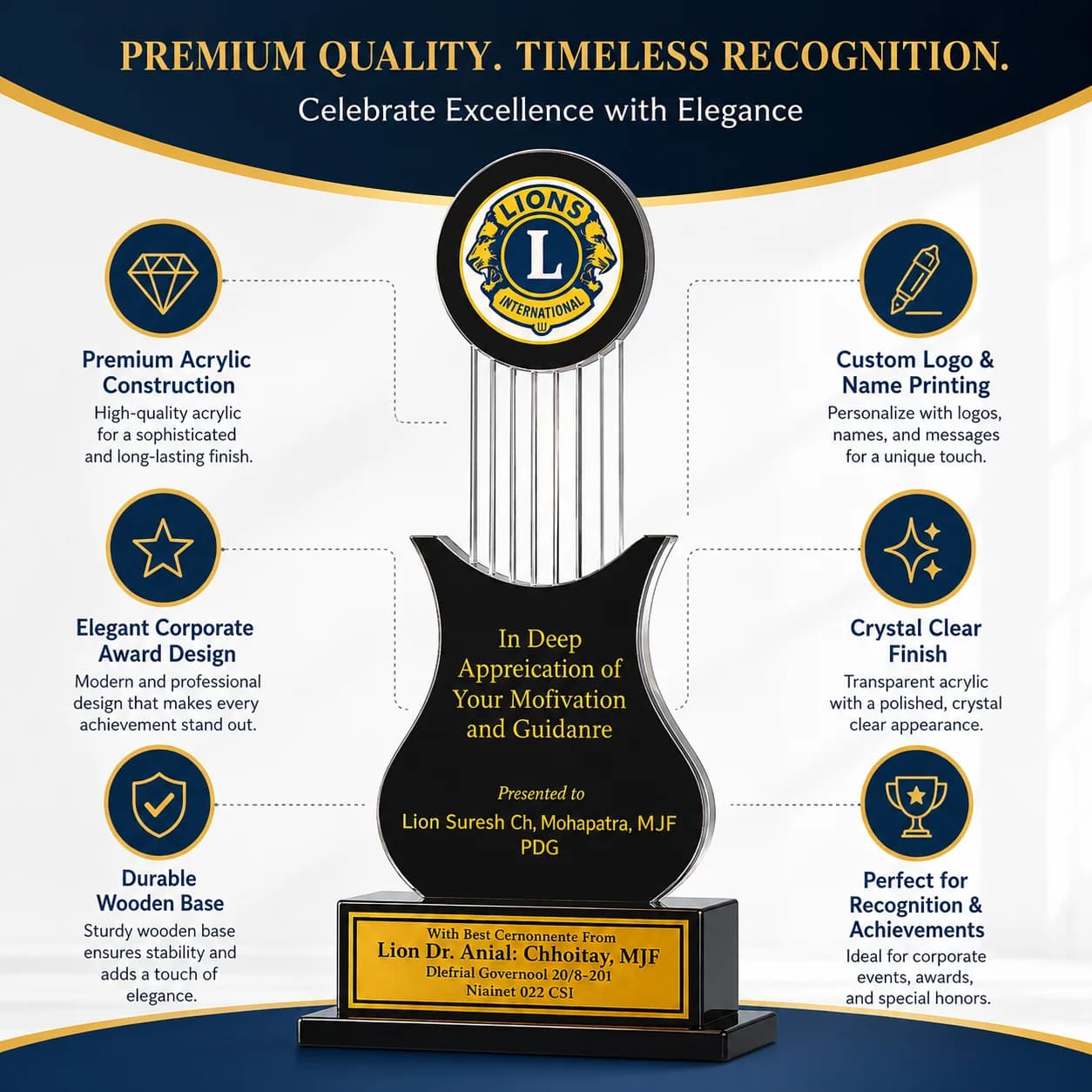 Premium Customized Acrylic Trophy Award view 3