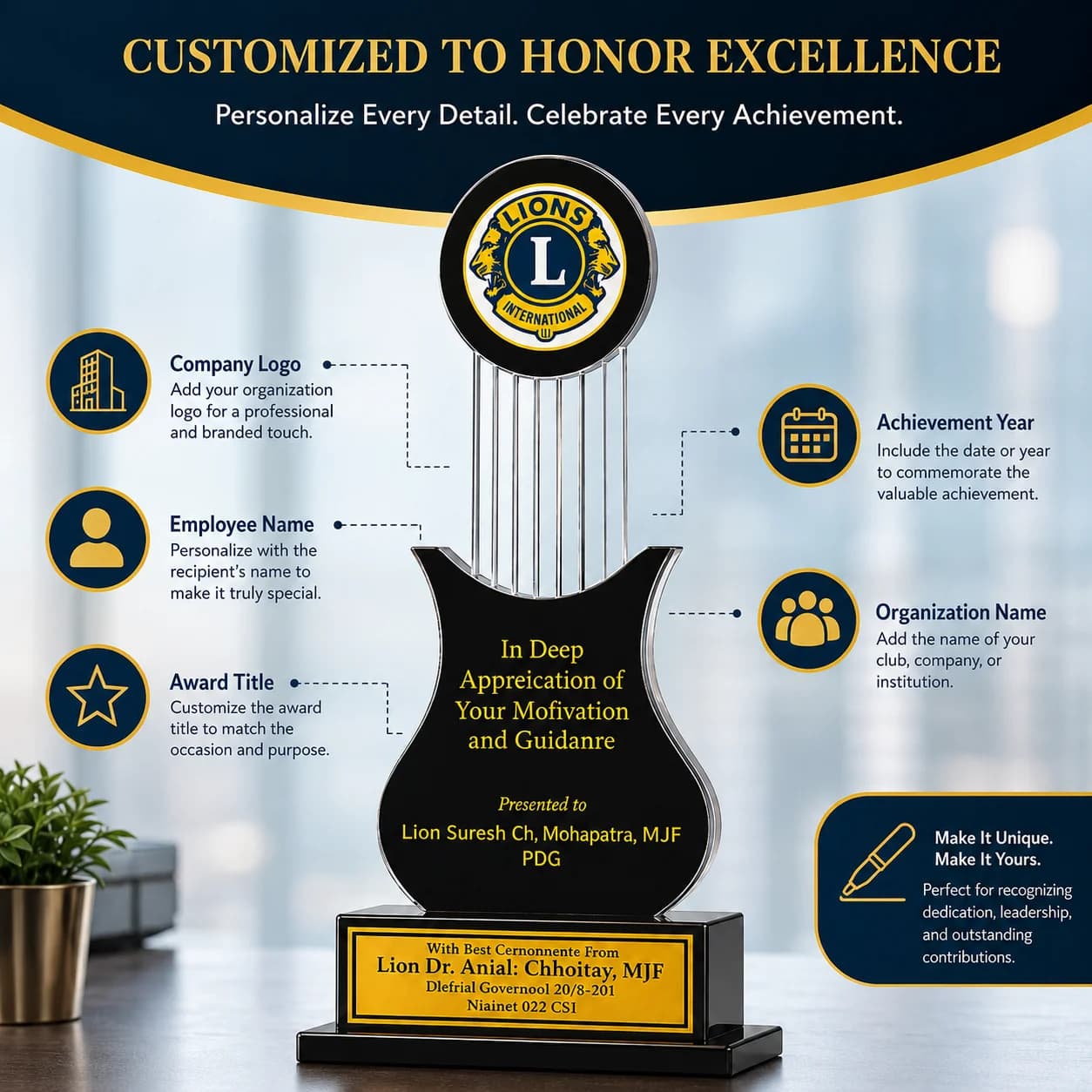 Premium Customized Acrylic Trophy Award view 5