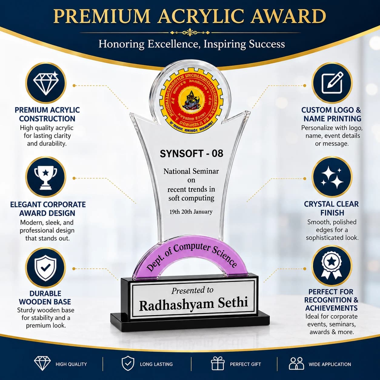 Customized Acrylic Trophy Award view 5