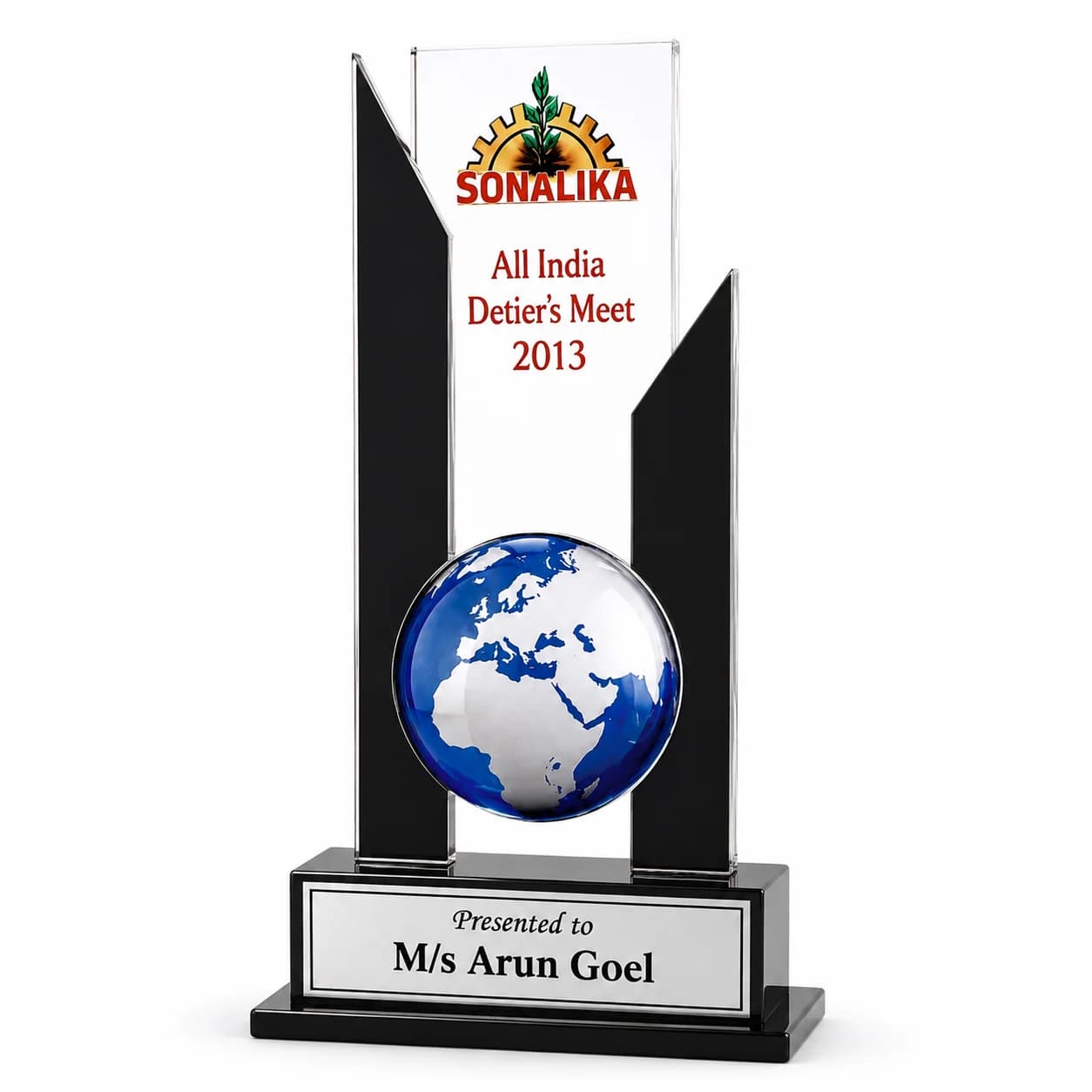 Customized Acrylic Trophy Award with Globe Design