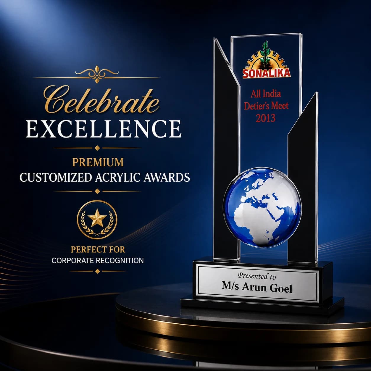 Customized Acrylic Trophy Award with Globe Design view 6