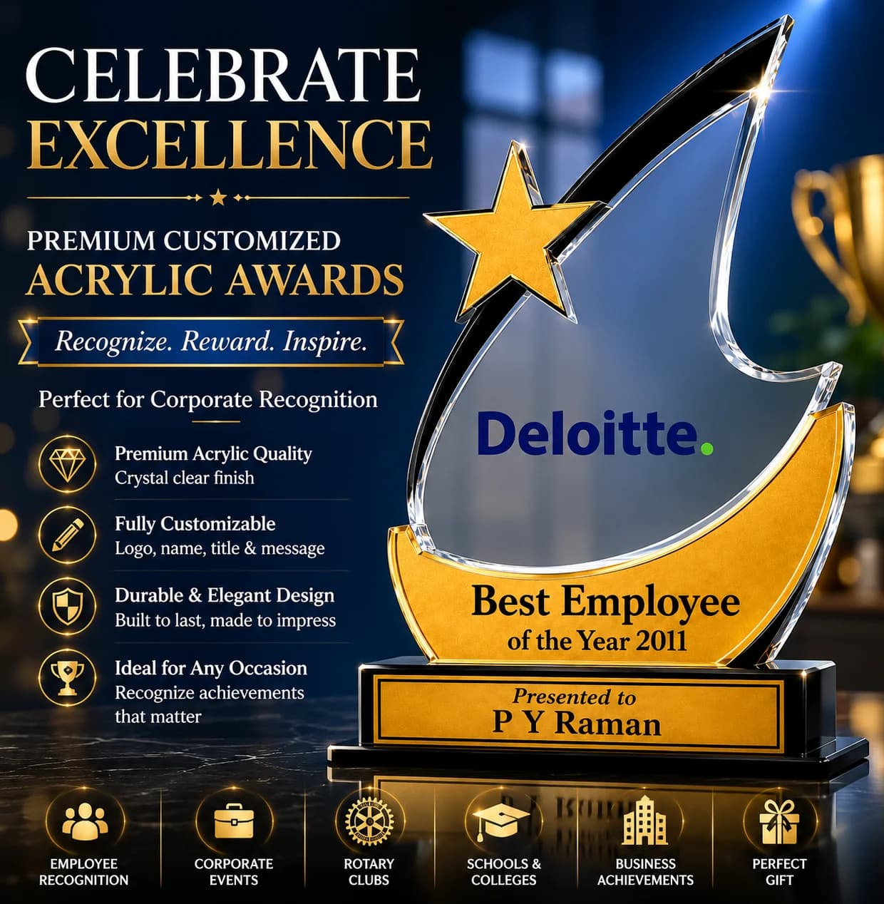 Customized Acrylic Trophy Award view 4