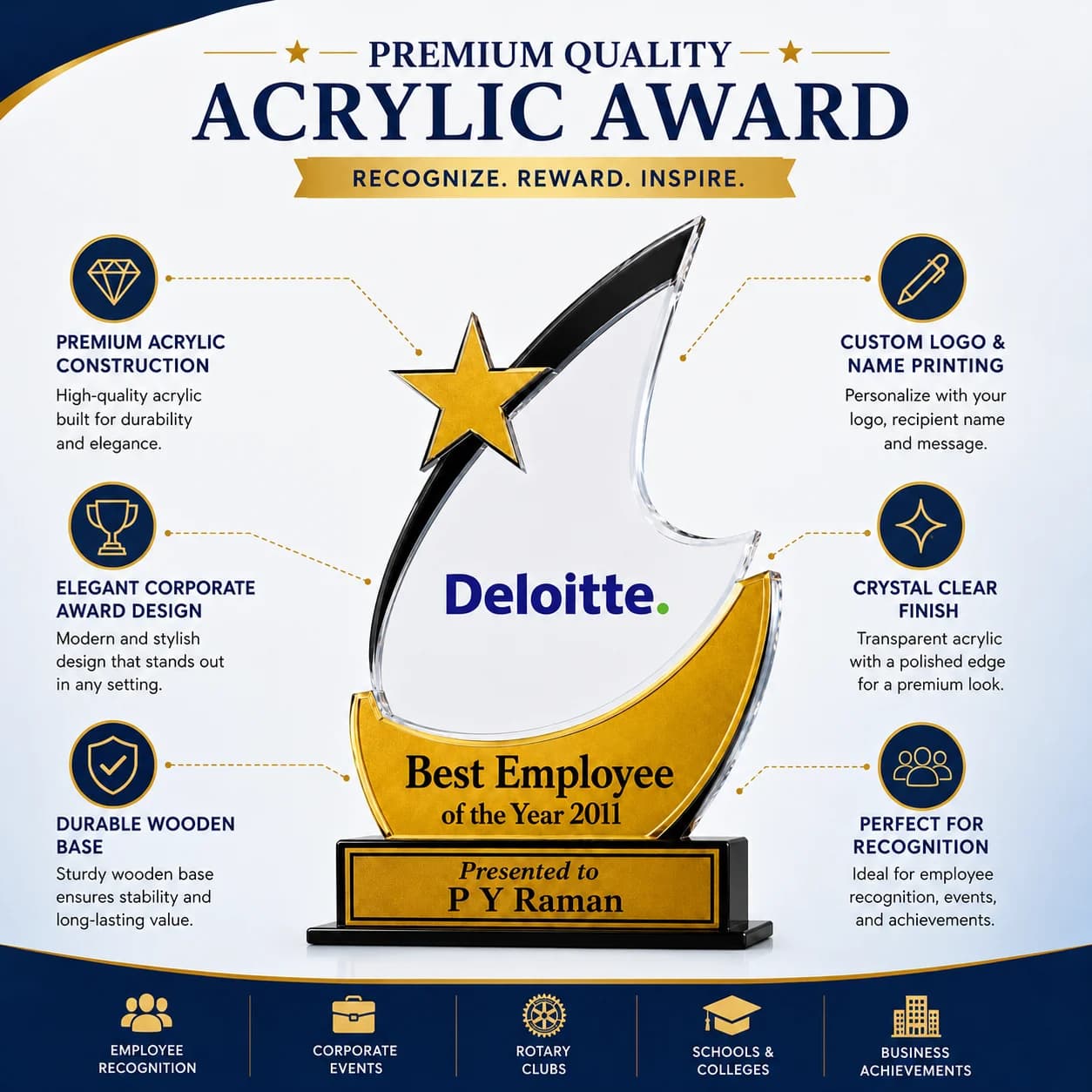 Customized Acrylic Trophy Award view 6