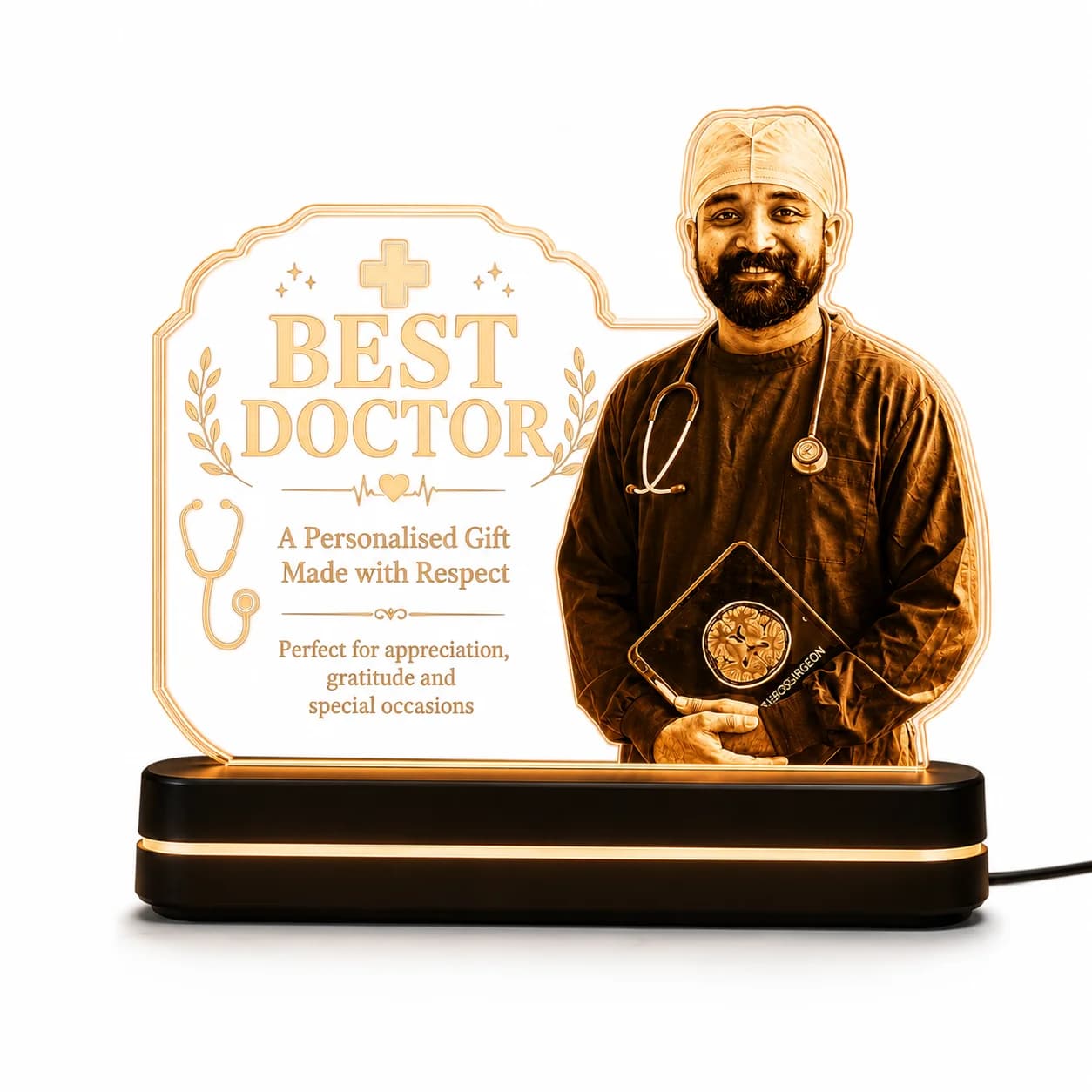 Personalized Best Doctor Acrylic LED Night Stand view 2