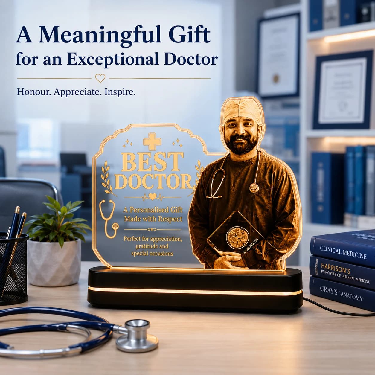 Personalized Best Doctor Acrylic LED Night Stand view 3