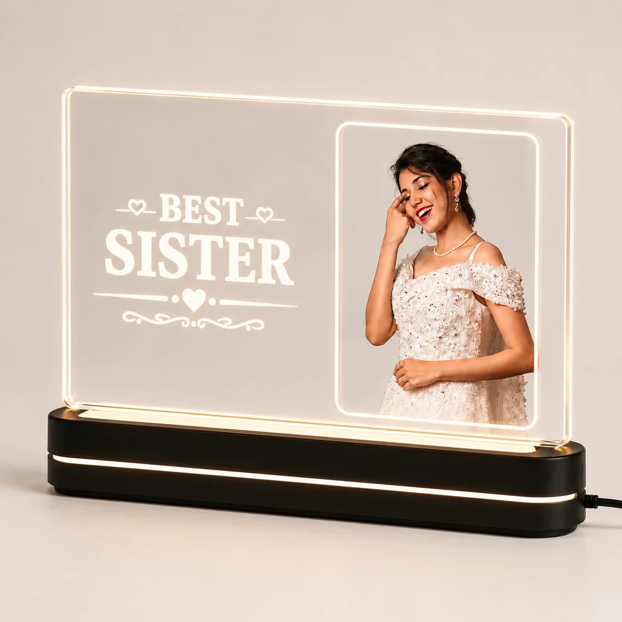 Custom Photo & Name Engraved Light | Birthday, Raksha Bandhan & Sister Appreciation Gift view 2
