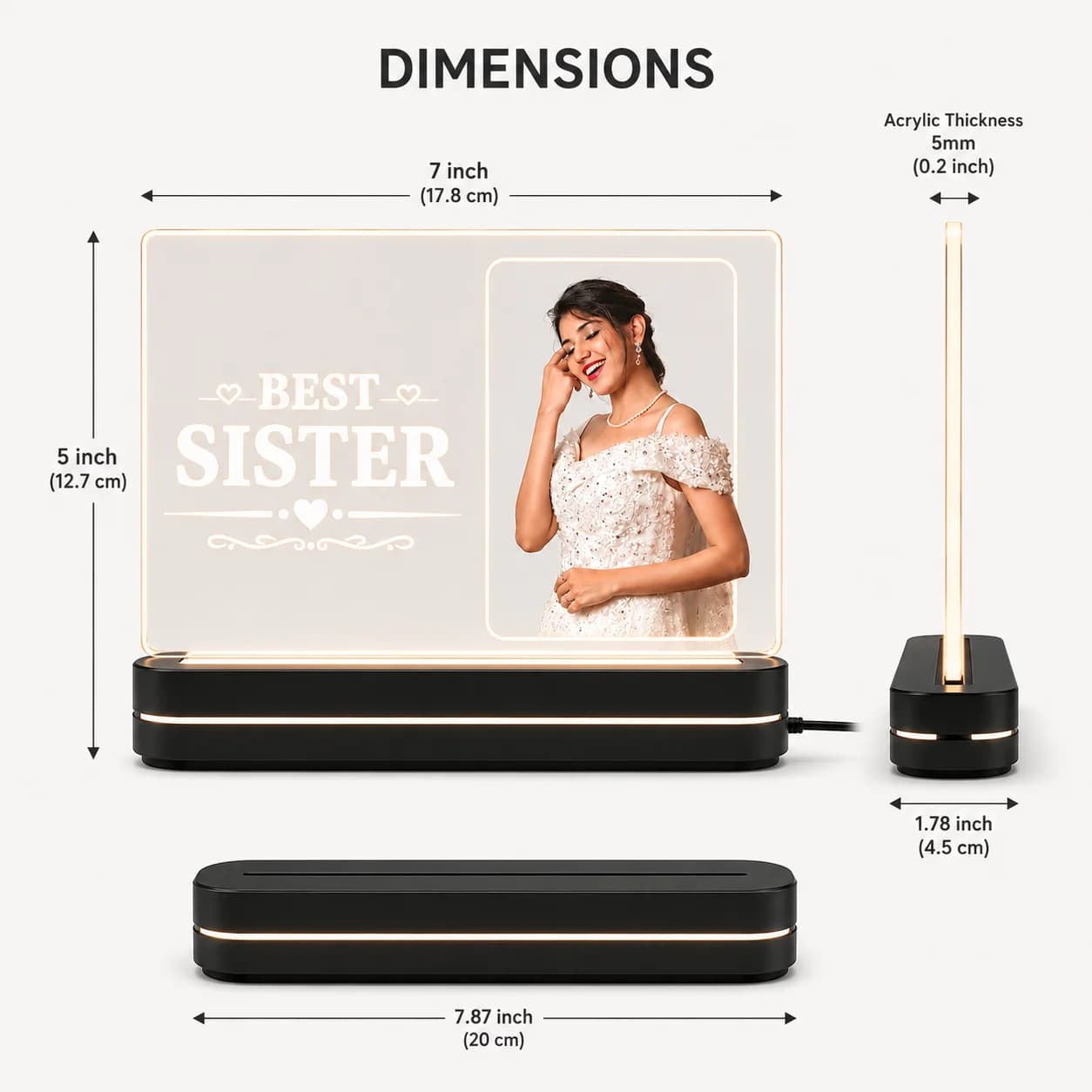 Custom Photo & Name Engraved Light | Birthday, Raksha Bandhan & Sister Appreciation Gift view 5