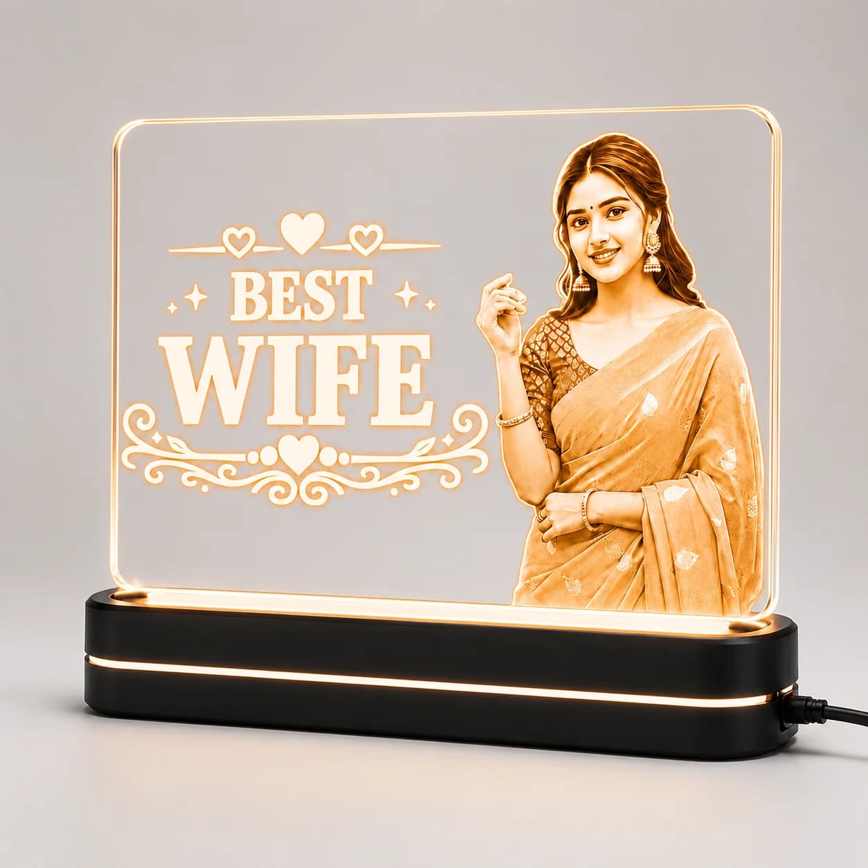Personalized Best Mom & Dad Acrylic LED Night Lamp view 3