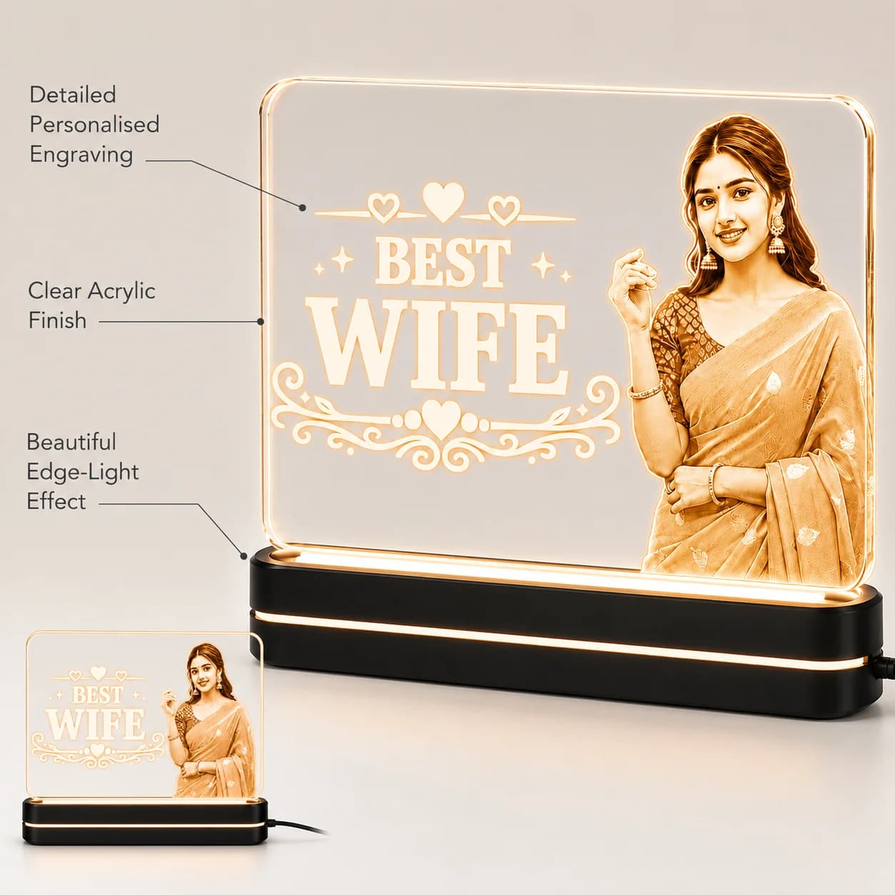 Personalized Best Mom & Dad Acrylic LED Night Lamp view 4