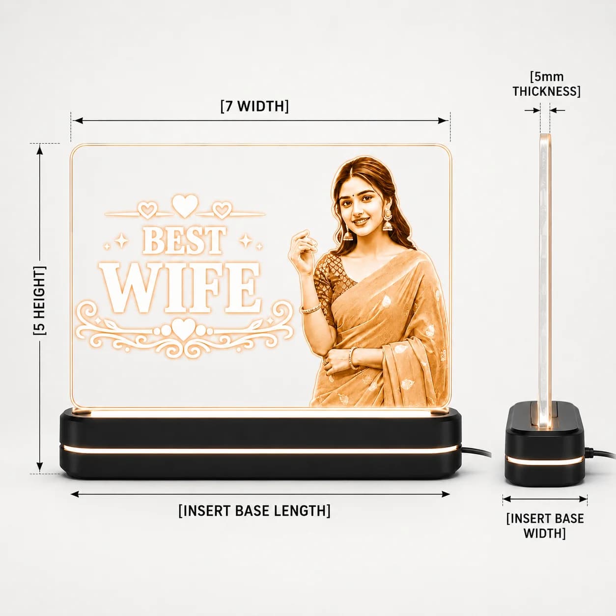 Personalized Best Mom & Dad Acrylic LED Night Lamp view 6