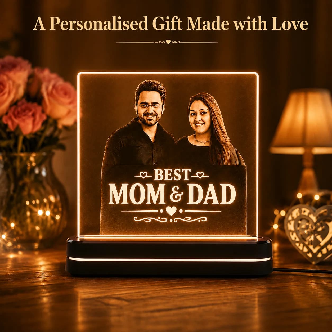 Custom Photo Engraved Light | Anniversary, Birthday & Parents Appreciation Gift view 1