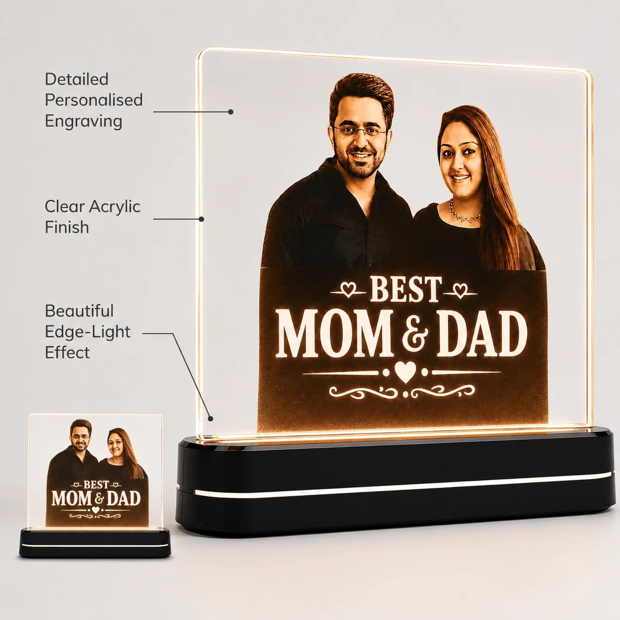 Custom Photo Engraved Light | Anniversary, Birthday & Parents Appreciation Gift view 4