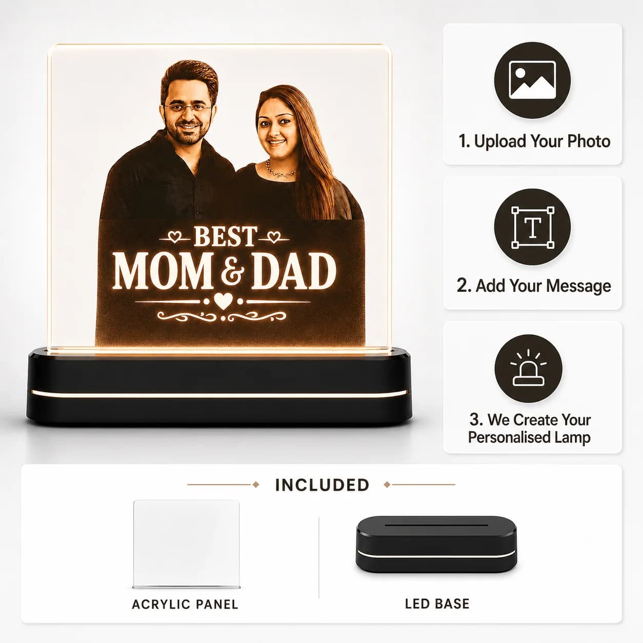 Custom Photo Engraved Light | Anniversary, Birthday & Parents Appreciation Gift view 5