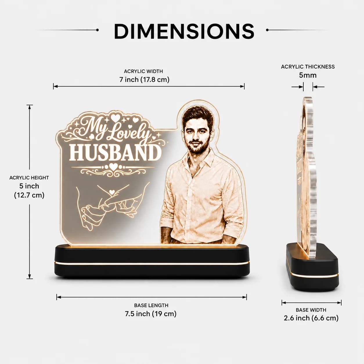 Personalized Acrylic LED Photo Lamp for Husband view 5
