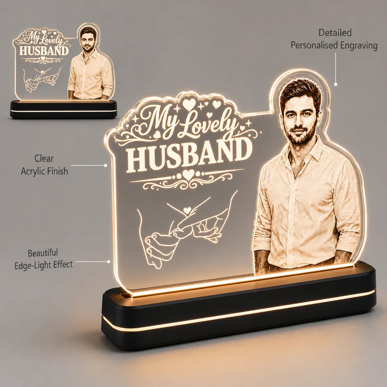 Personalized Acrylic LED Photo Lamp for Husband view 6