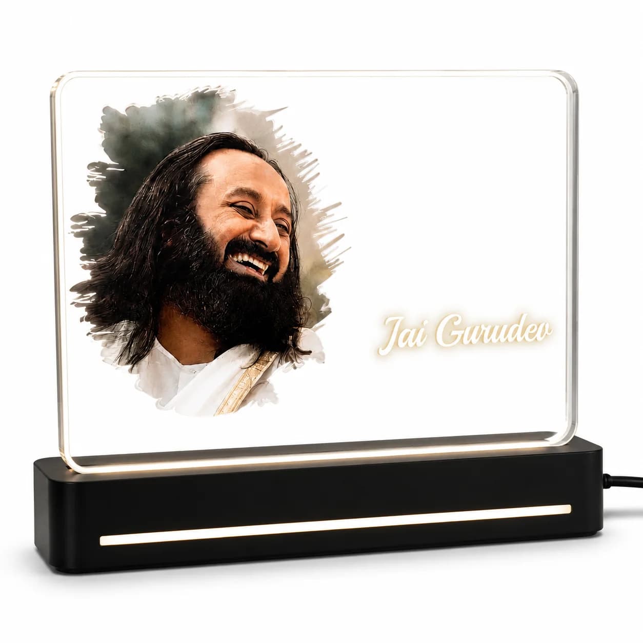 Custom Photo Engraved Guru LED Light | Jai Gurudev Acrylic Table Lamp | Devotional Gift view 2