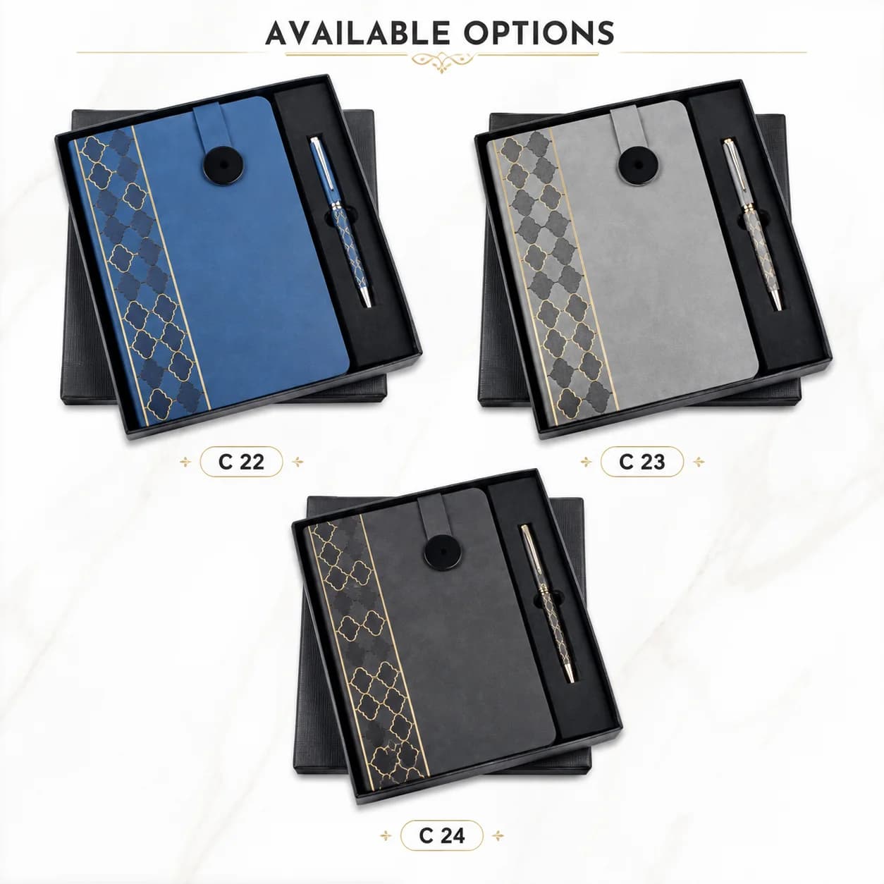 Premium Blue Executive Notebook & Pen Gift Set | Elegant Corporate Gift Box view 2