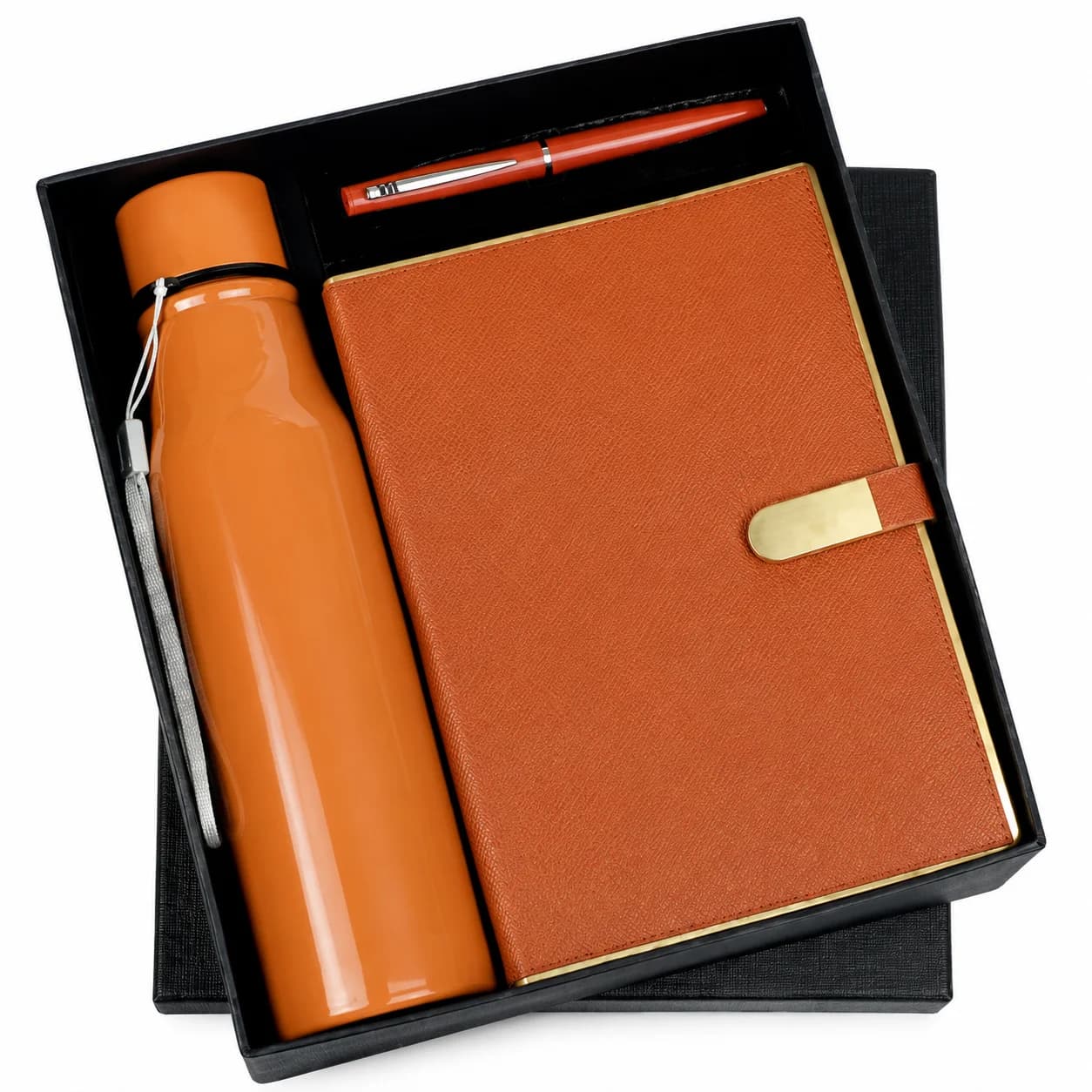 Premium Orange Executive Gift Set with Water Bottle, A5 Notebook & Ball Pen | Corporate Gift Set view 1
