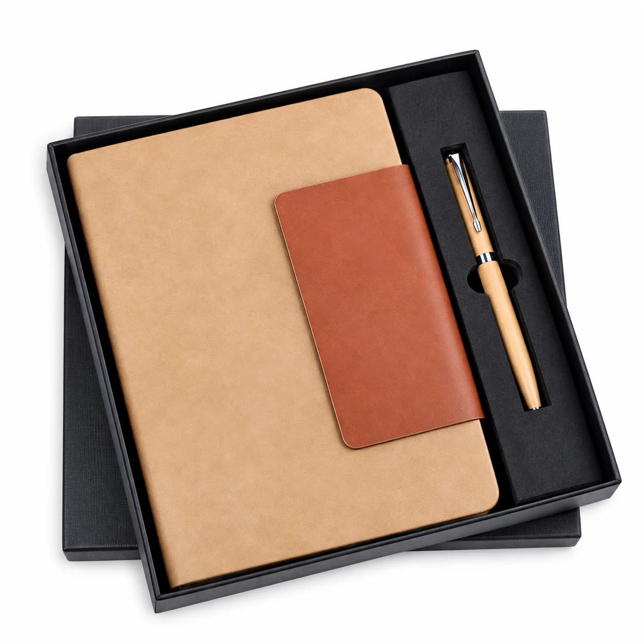 Premium A5 Notebook & Wooden Pen Gift Set | Elegant Corporate Gift Set with Leather Finish Notebook view 1