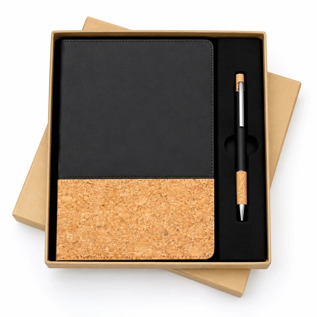 Premium Cork & Leatherette Notebook with Matching Pen Gift Set – Elegant Corporate & Personal Gift view 1