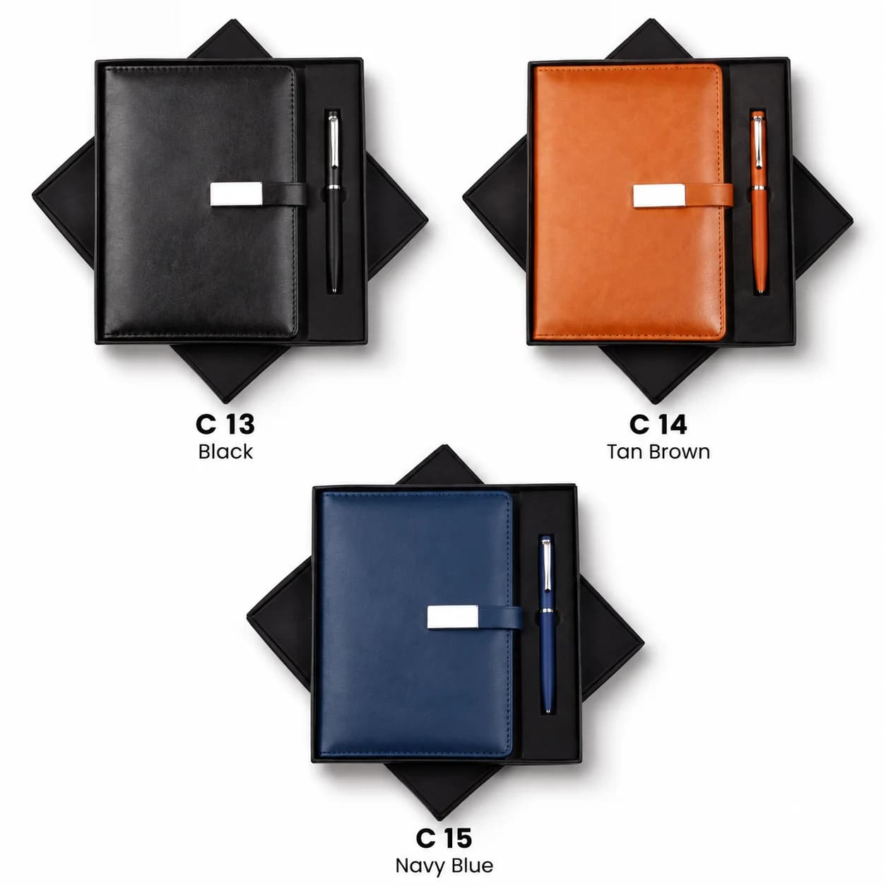 Premium Orange Leatherette A5 Notebook & Pen Gift Set with Magnetic Closure view 2