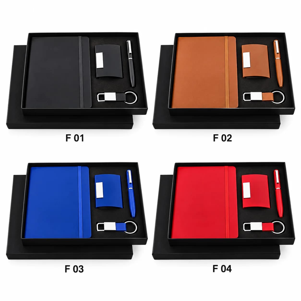 Premium Blue Corporate Gift Set with Notebook, Pen, Card Holder & Keychain view 2