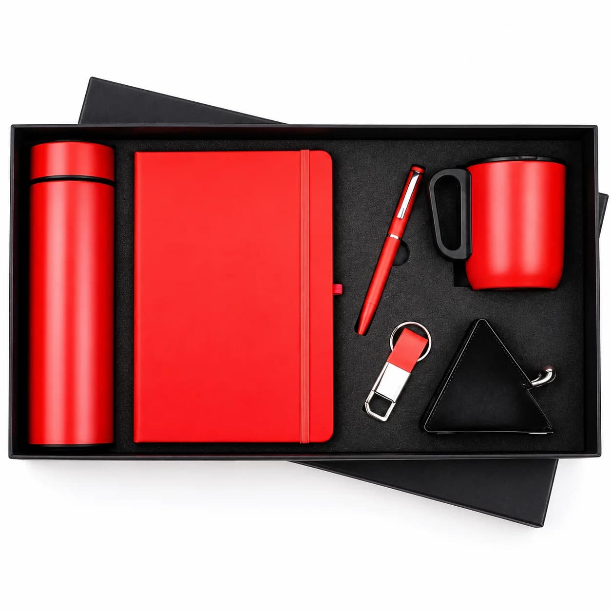 Premium Red & Black Corporate Gift Set – 6-Piece Executive Gift Hamper with Notebook, Bottle, Mug, Pen, Keychain & Card Holder view 1