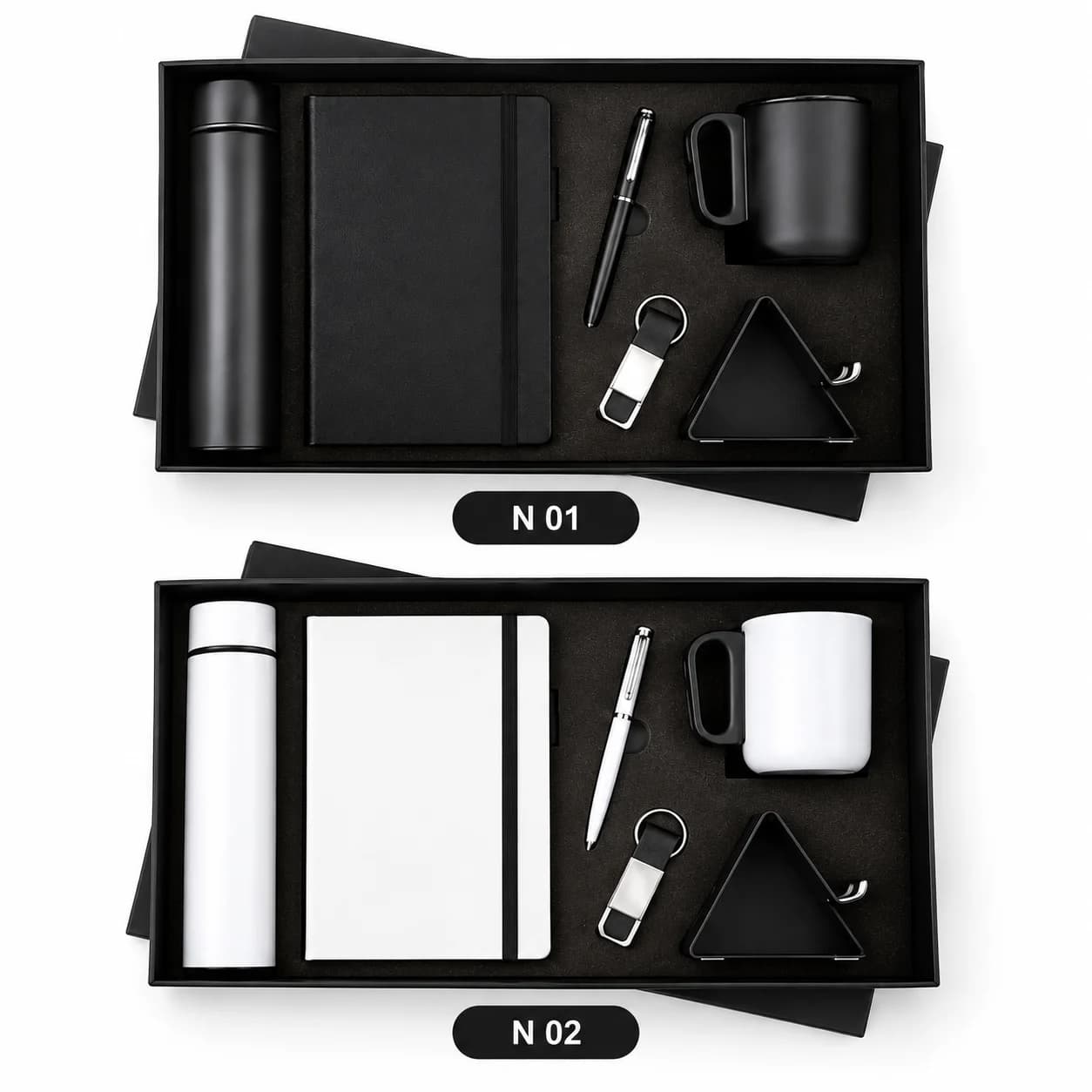 Premium 6-in-1 Corporate Gift Set with Mobile Stand, Diary, Pen, Mug, Keychain & Temperature Bottle view 2